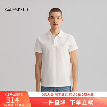 GANT 男士翻领短袖POLO衫 110白色