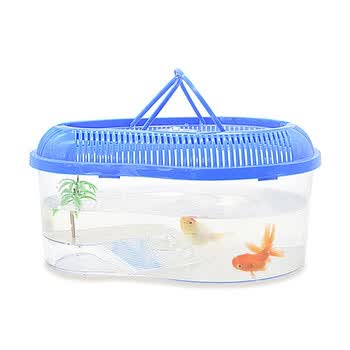易萌塑料中小型鱼缸手提鱼缸金鱼乌龟饲养盒桌面小金鱼缸大号带盖鱼缸 彩石 椰树造景 图片价格品牌报价 京东