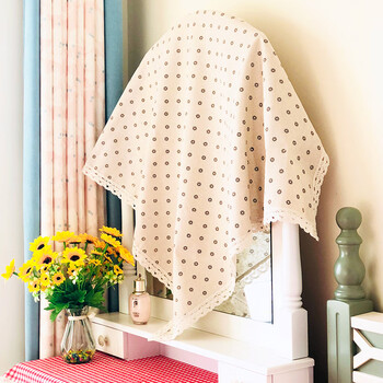 镜子帘遮挡布风水帘卧室镜子布田园布艺多用巾防尘罩 小雏菊 床头柜2