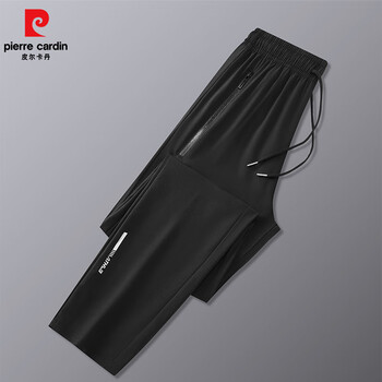 pierre cardin 皮尔·卡丹 皮尔卡丹锦纶冰丝裤男休闲裤男运动裤男速干裤男裤男跑步裤男 黑色