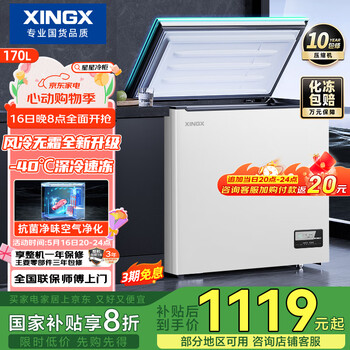 星星(XINGX)170升风冷无霜冰柜家用小型 冷藏冷冻两用卧式冷柜大容量 电脑控温节能 BD/BC-170WKE 国家补贴
