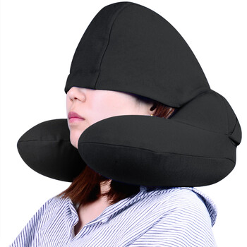 充气枕u枕旅行枕旅游用品头枕脖枕坐车护颈枕头三宝套装 黑色【图片 