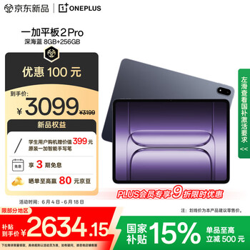 一加 OnePlus 平板 2 Pro13.2英寸平板电脑 骁龙8至尊版芯片 8GB+256GB 深海蓝