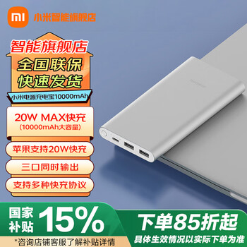 小米 Xiaomi PB100DZM 移动电源 银色 10000mAh Type-C 22.5W 双向快充