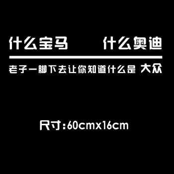 大众车标字母车贴搞笑文字下面带贴纸尾标下抖音网红同款 什么宝马 60
