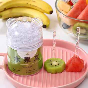 夕纪 一次性水果叉勺 200支小熊盒装