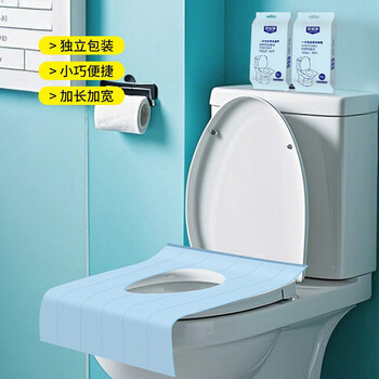 科安净一次性马桶垫秋冬款全覆盖防水旅行酒店出差隔凉产妇月子坐垫夹棉 蓝色普厚10片1包 40*60cm