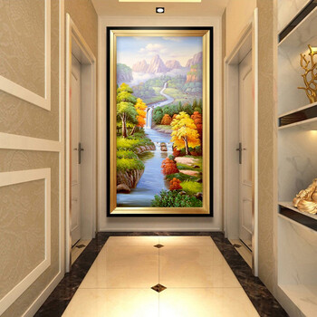 彤画阁入户玄关装饰画竖版招财风水走廊过道挂画简约玄关墙面装饰壁画