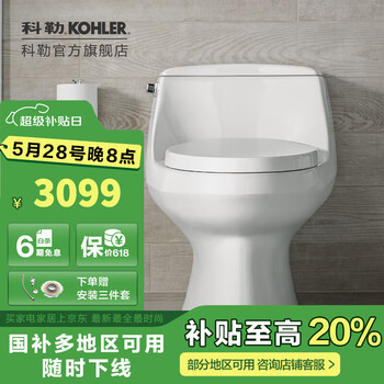 科勒(KOHLER) 圣拉菲尔连体坐便器抽水马桶五级旋风线下实体店款【国补15%】 3722 305mm坑距