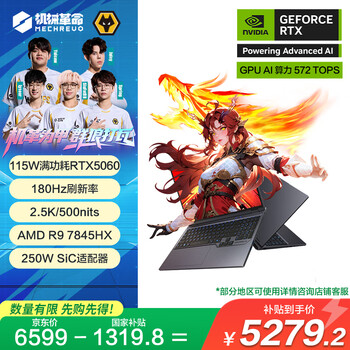 机械革命 蛟龙16Pro 2025 16英寸游戏电竞笔记本电脑(R9-7845HX 16G 512G RTX5060 180Hz 2.5K 灰)