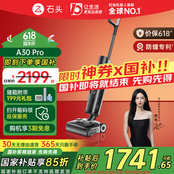 石头(roborock)国家补贴 A30 Pro Steam 洗地机吸拖一体 拖地机洗拖一体90°除菌0缠毛180°平躺AI助力吸尘器家用 【A30Pro】全向助力