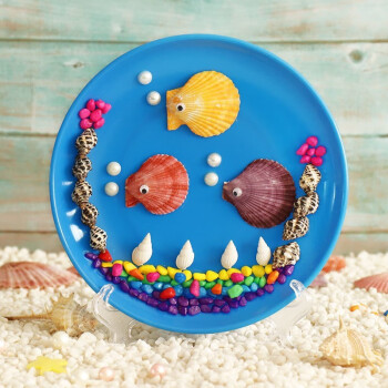 贝壳画手工贴画制作材料包圆盘粘贴画创意女孩玩具作品贝壳画jd物流