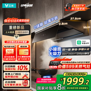 云米(VIOMI)小噪音鲲鹏pro抽油烟机家用超薄静音顶侧双吸大吸力28风量自清洁CXW-120-VK807已接入米家APP