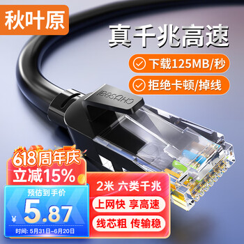 秋叶原 QS5062ET2 六类CAT6 千兆网线 2m 黑色