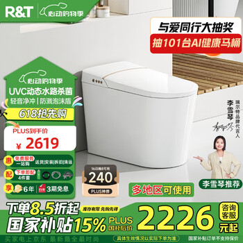 瑞尔特(R&T)智能马桶UVC杀菌自翻盖泡沫盾智能座便器低音净冲A6MAX-305