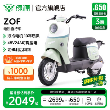 绿源【北京专享】以旧换新国家补贴ZOF 48V24h锂电新国标电动自行车可上牌 成人通勤代步长续航电动车 到门店选颜色(无需驾照)