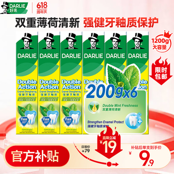好来 双重薄荷牙膏 200g*6