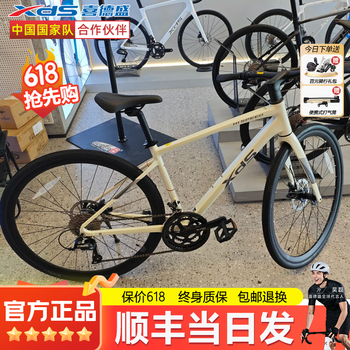 喜德盛(xds)2025款极速380平把公路车油压碟刹18速禧玛诺后拨桶轴自行车成人 米白/卡其-25款 500mm 建议身高180-190cm