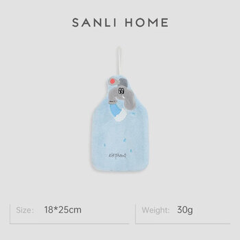 三利柔软可爱小动物擦手巾可挂式卫生间加厚吸水 蓝以想象 1条