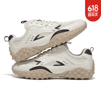 飞跃（Feiyue）运动鞋女鞋2024秋季新款老爹休闲鞋子女士透气跑鞋复古百搭单鞋潮 米/棕 35