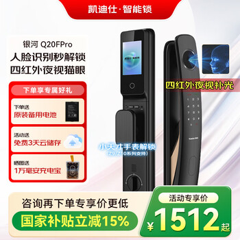 凯迪仕Q20F Pro人脸识别智能门锁高清大屏猫眼指纹电子锁银河小超跑 Q20F Pro【人脸识别+猫眼大屏】