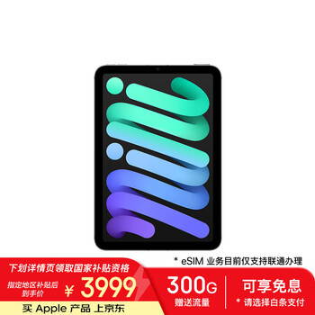 Apple/苹果 iPad mini (A17 Pro) 8.3英寸 平板电脑(256G eSIM版/mini7/MXQ43CH/A)深空灰色