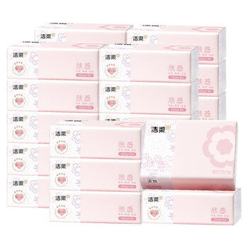 洁柔缤纷抽纸100抽3层无香卫生纸餐巾整箱纸巾家庭装纸巾 肤感 3层 100抽*24包