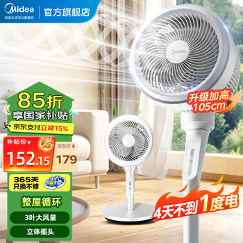 美的(Midea)空气循环扇电风扇落地扇立式轻音节能家用风扇低噪大风量转页扇卧室宿舍摇头循环轻羽扇国家补贴 【整屋循环 四季可用】FGA24TS