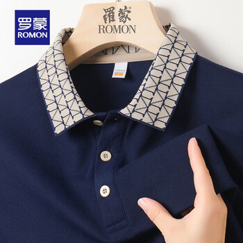 罗蒙 纯色百搭2025夏季潮流简约风中青年商务POLO衫 藏青色