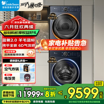 国家补贴：小天鹅 蓝氧2.0系列 TG100V89PRO 热泵洗烘套装