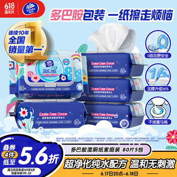 维达 湿厕纸 家庭装80片*5包 RO纯水
