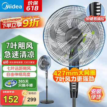 美的(Midea)电风扇落地扇家用大风量 远距强风电扇 立式轻音节能可定时降温 【超级爆款】7叶大风力机械按键