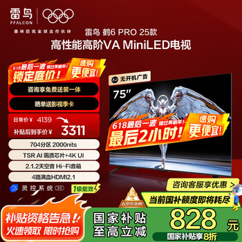 雷鸟 鹤6PRO 25款 75S595C Pro MiniLED电视 75英寸