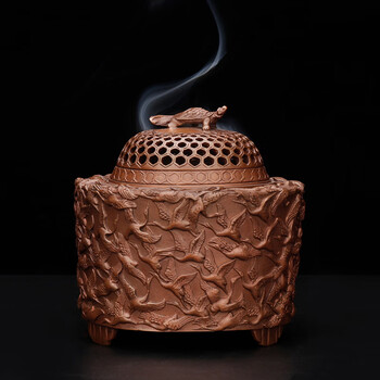 【京东拼团购】纯铜香炉 紫铜千鹤香薰炉檀沉香炉 盘香线香炉摆件