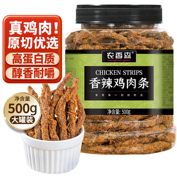 农香森风干鸡肉板条500g香辣鸡胸肉干肉脯手撕肉干减休闲零食低耐嚼卡脂
