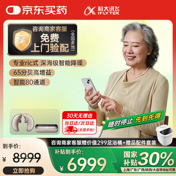 国家补贴：科大讯飞 iFLYTEK HC-07 耳背式助听器 皓月版双耳
