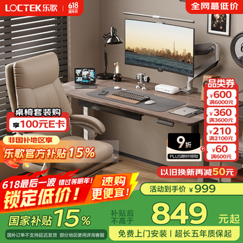 乐歌电动升降桌升降电脑桌电竞书桌办公学习桌E2灰胡桃木色1M