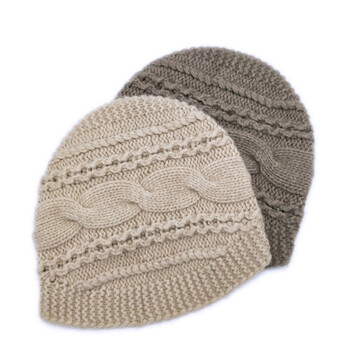 羊绒帽子 女 中年冬天法式优雅秋冬编织毛线帽小便帽针织羊绒帽子 紫