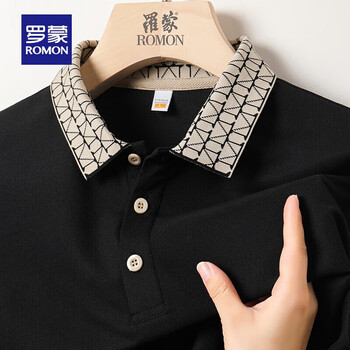 罗蒙 父亲节礼物 纯色百搭潮流商务POLO衫 典雅黑