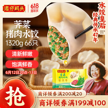 湾仔码头 白菜三鲜猪肉水饺 66只 1.32kg