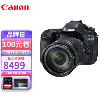 佳能（Canon） 佳能80D套机单机eos80d中端专业单反照相机 +18-200长焦镜头 标准套餐（32G卡+电池+相机包）