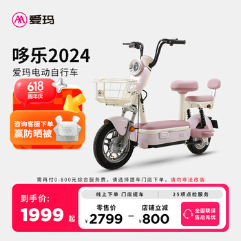 爱玛 哆乐48V12AH可提取锂电池成人电动自行车 到店选色提车