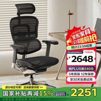 Ergonor保友金豪e2代高端人体工学椅电脑椅办公椅电竞椅子 黑色网