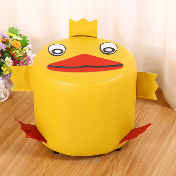 卡通皮凳皮墩换鞋凳花瓣凳撘脚凳沙发墩椅实木成人小凳子墩子 大黄鸭