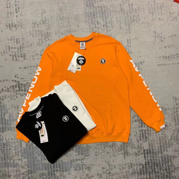 aape【品牌特价】22香港潮牌ape经典猿人头简约百搭圆领卫衣长袖男女