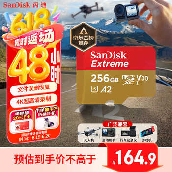 SanDisk Extreme 至尊极速移动系列 MicroSD存储卡 256GB（U3、V30、A2）