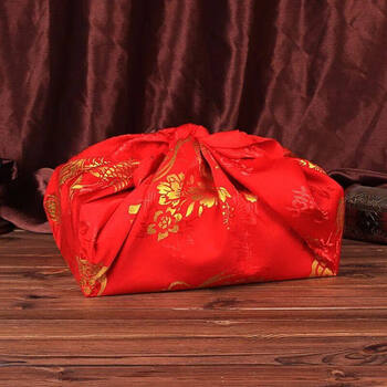 结婚用女方新娘陪嫁嫁妆红色大号包裹布包袱皮婚礼用品 心心相印(提花