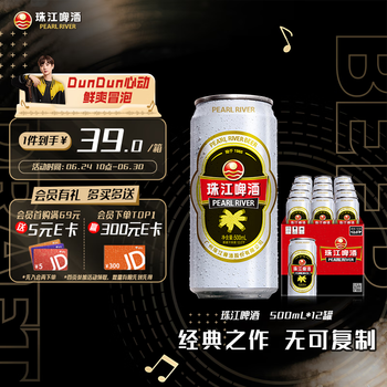 珠江啤酒 国产啤酒 12°P珠江啤酒 500mL 12罐（赠雪堡白啤酒 500ml*3听）