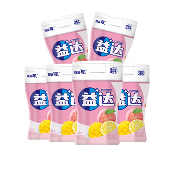 益达 无糖口香糖混合味 约70粒98g*6瓶 休闲零食糖果 清新口气糖