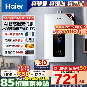 海尔 Haier 燃气热水器 天然气家用16升一级节能水伺服恒温四段微火控温夏天不烫JM6系列JM6C 13L